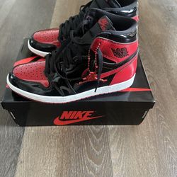Jordan 1 High Retro Bred Patent Leather Size 10.5 Used