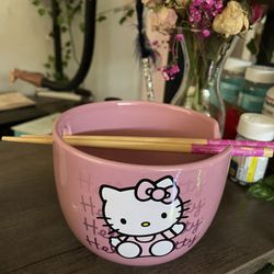 Hello Kitty Bowl And Chopstick 