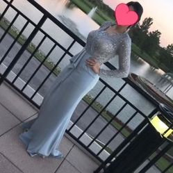 Blue Long Sleeve Dress