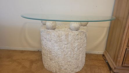 Glass to stone base table