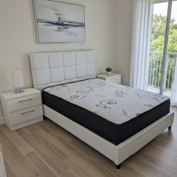 Brand New Queen Bed with Mattress and Nightstands / Cama Queen con Colchón y Mesas de Noche Nuevo a Estrenar … Fast 🚚