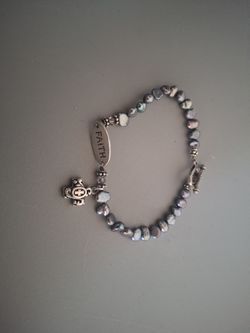 7" Pearls And Silver Toggle-Clasp Pearl FAITH Bracelet