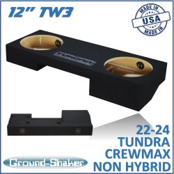 black 12" tw3 dual sealed sub box, fits 22-26 toyota tundra crew-max (non-hybrid)