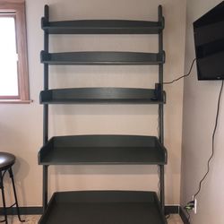 Solid Wood  Tall Wall Ladder Shelf - Dark Green 