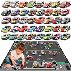 Aomola Pull Back Car Toys for Toddlers Kids 3, 60 Pack Colorful Mini Diecast Race Cars