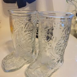 Vintage Glass Mug Cowboys Boots
