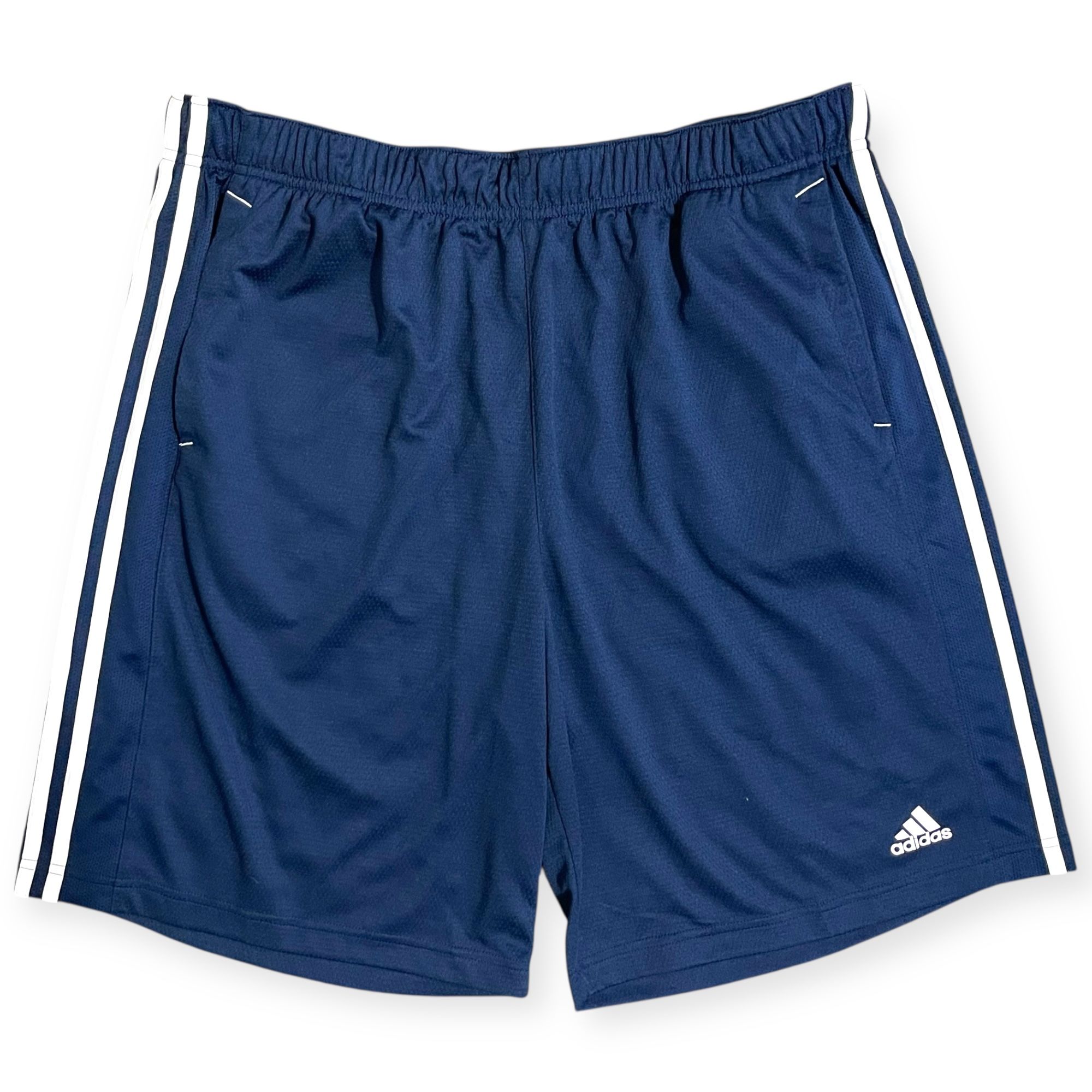 NWT Adidas Climalite Essentials Shorts Blue White 3 Stripes Mens Size XL