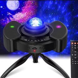 Galaxy Night Light Star Projector with 360 °Rotatable 22 Colorful Modes Voice Sensor Brightness Adjustment Music Stereo Speaker Starry Moon Lamp