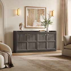 Brand new Dark Gray Wood Sideboard with Gold Knobs