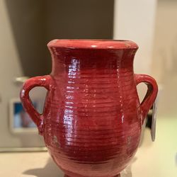 Italian 14 1/2” Ceramic  Clay Italian Vase In antique Red