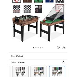 Products 13-in-1 Combo Game Table Set for Home, Game Room, Friends & Family w/Ping Pong, Foosball, Basketball, Air Hockey, Archery, Chess, Checkers, S