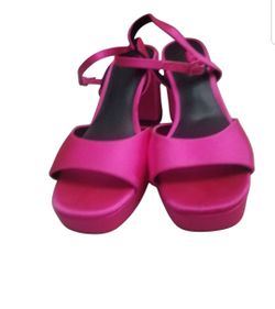 🔥Hot Pink High Heels With Ankle Straps Open Toe