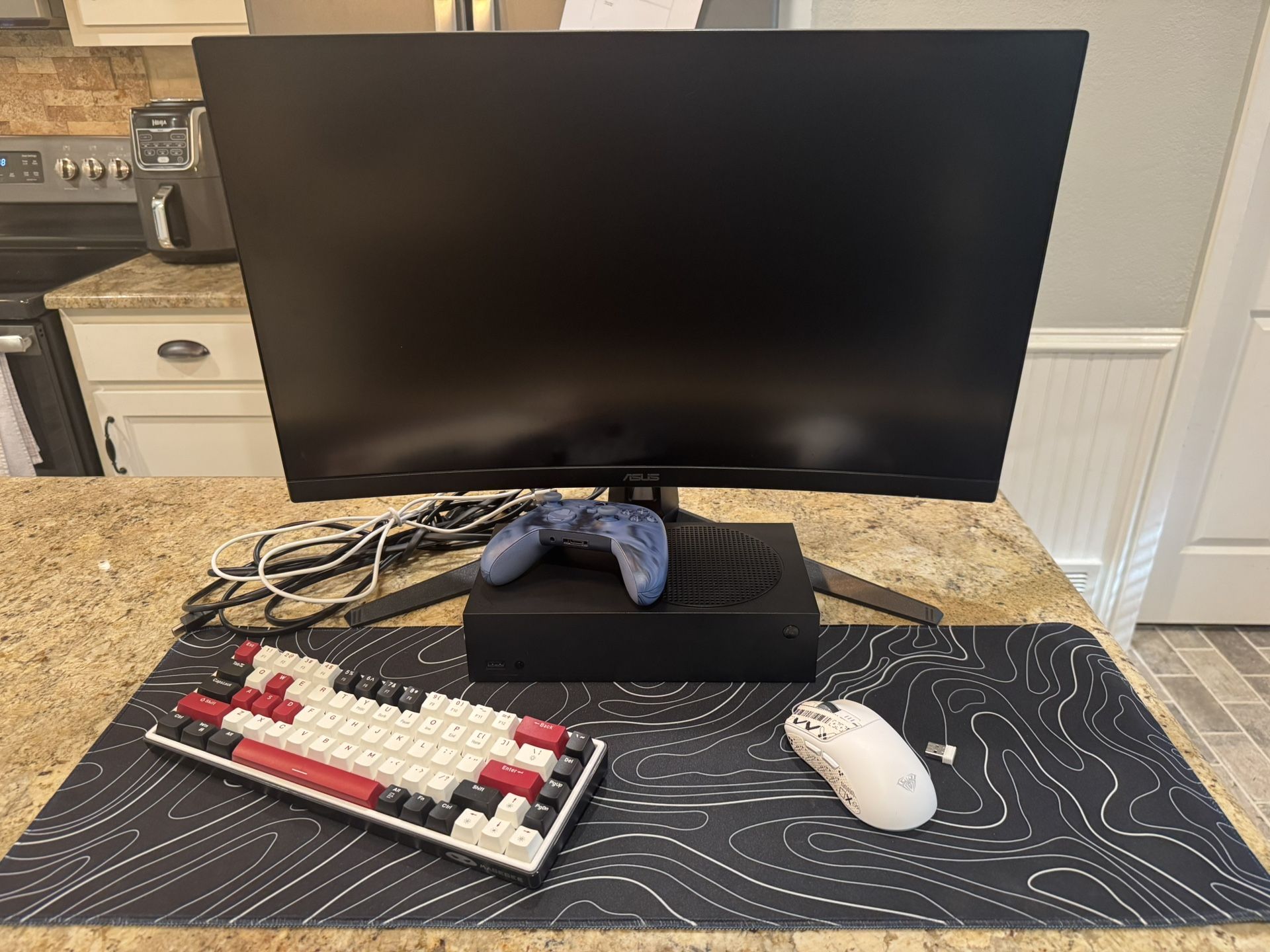 Full Gaming Setup – ASUS 27” 165Hz  curved Gaming Monitor, Xbox Series S 1TB, 60% MageGee Keyboard & AULA Wireless Mouse