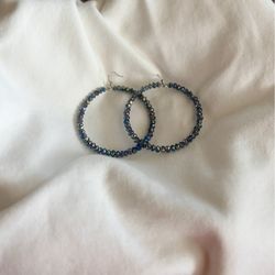 Iridescent beaded hoop earrings
