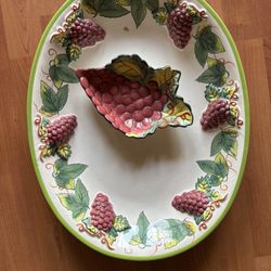 Hand painted Serving Platter & Bowl