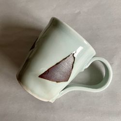 8-oz Hand Thrown Gray And Brown Abstract Pottery Mug 