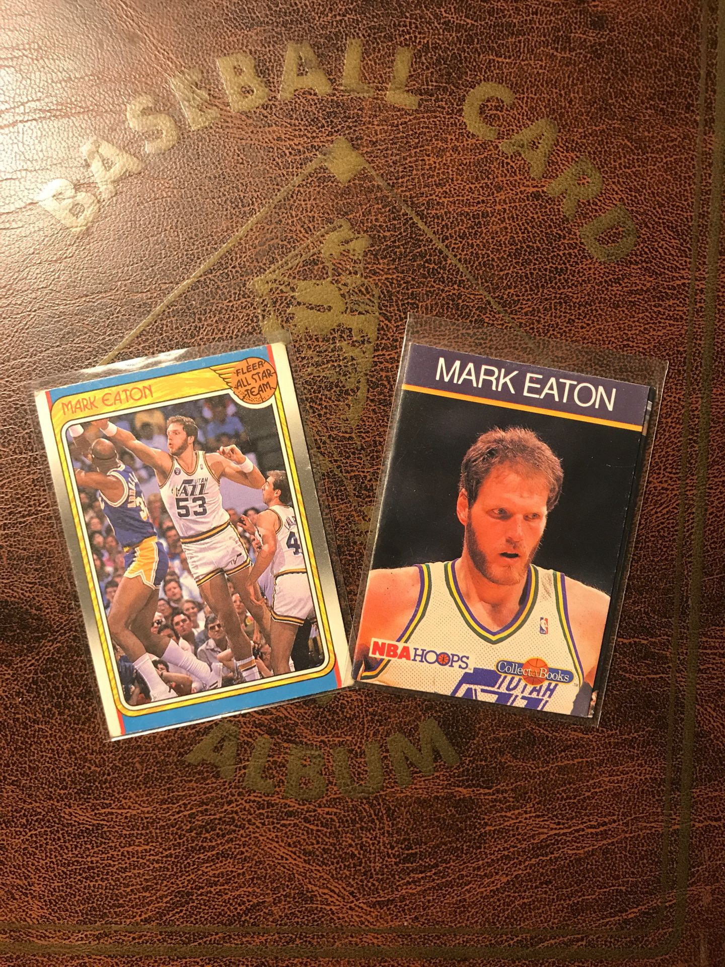 1990 NBA Hoops Collect Book ⭐️Mark Eaton⭐️ Utah Jazz & 1988 FLEER BASKETBALL #131 ALL STAR Card! 🏀
