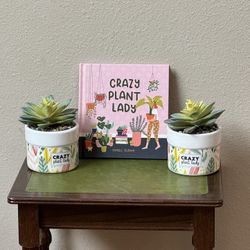 Crazy Plant Lady Set- Book & 2 Plants-New
