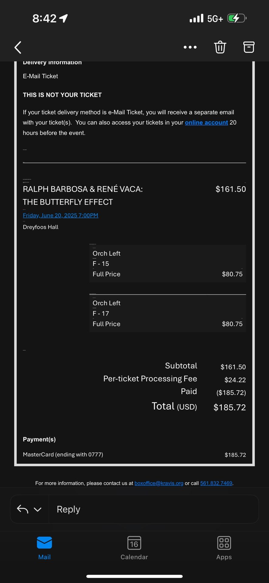 2 Tix RENE VACA - West Palm