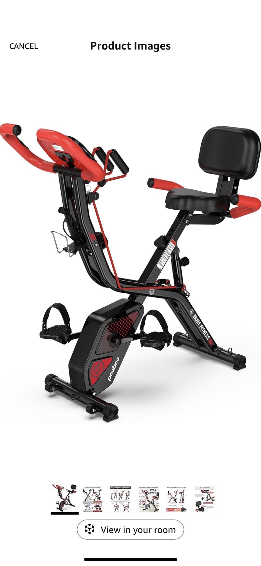 Folding Exercise Bike, Foldable Fitness Stationary Bike Machine, Upright Indoor Cycling Bike, Magnetic X-Bike with 8-Level Adjustable Resistance, Bott