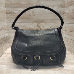 Antonio Melani Hobo Magnetic Flap Shoulder Bag with Tassels