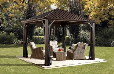 Dakota Hardtop Gazebo, 8 ft. x 8 ft. Dark Brown ****All Metal****