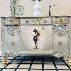 Dresser/ Vintage dresser/Hand Painted Dresser/Fairy Tail Dresser 