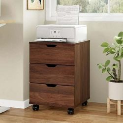 NEW -  3-Drawer File Cabinet for Home Office, Mobile Wooden File Cabinet, for Under Desk Storage, Brown,