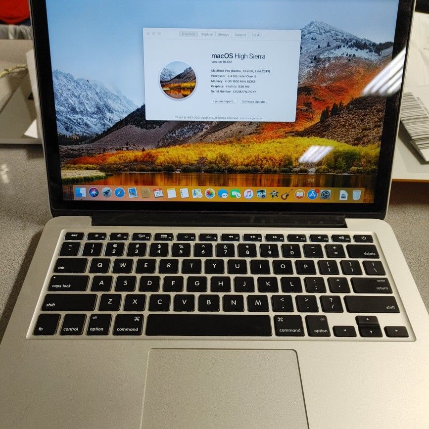 2013 Apple MacBook Pro 2.4ghz i5 4th Gen 128GB SSD 4GB Office Laptop