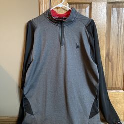 XL spyder Grey Black 1/4 Zip Long Sleeve Shirt