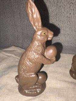 Vintage Easter Bunny Figurine Holding Egg