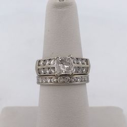 14k White Gold 2.18ct Diamond Ring Set Size 6.5