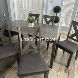 Dining Table With Six Matching Chairs 