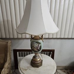 2 Beautiful Antique Louis XV Style Porcelain Lamps