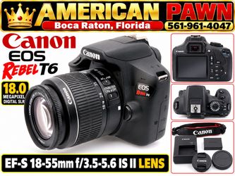 Canon EOS Rebel T6 18.0MP  Digital SLR Camera Kit with EF-S 18-55mm f/3.5-5.6 is II Lens (Black) DS126621