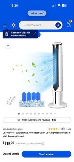 Costway 41" Evaporative Air Cooler Tower Fan