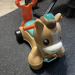 Fisher-Price Baby Learning Toy, Walk Bounce & Ride Pony Musical Walker & Ride-On for Infants & Toddlers Ages 9+ Months