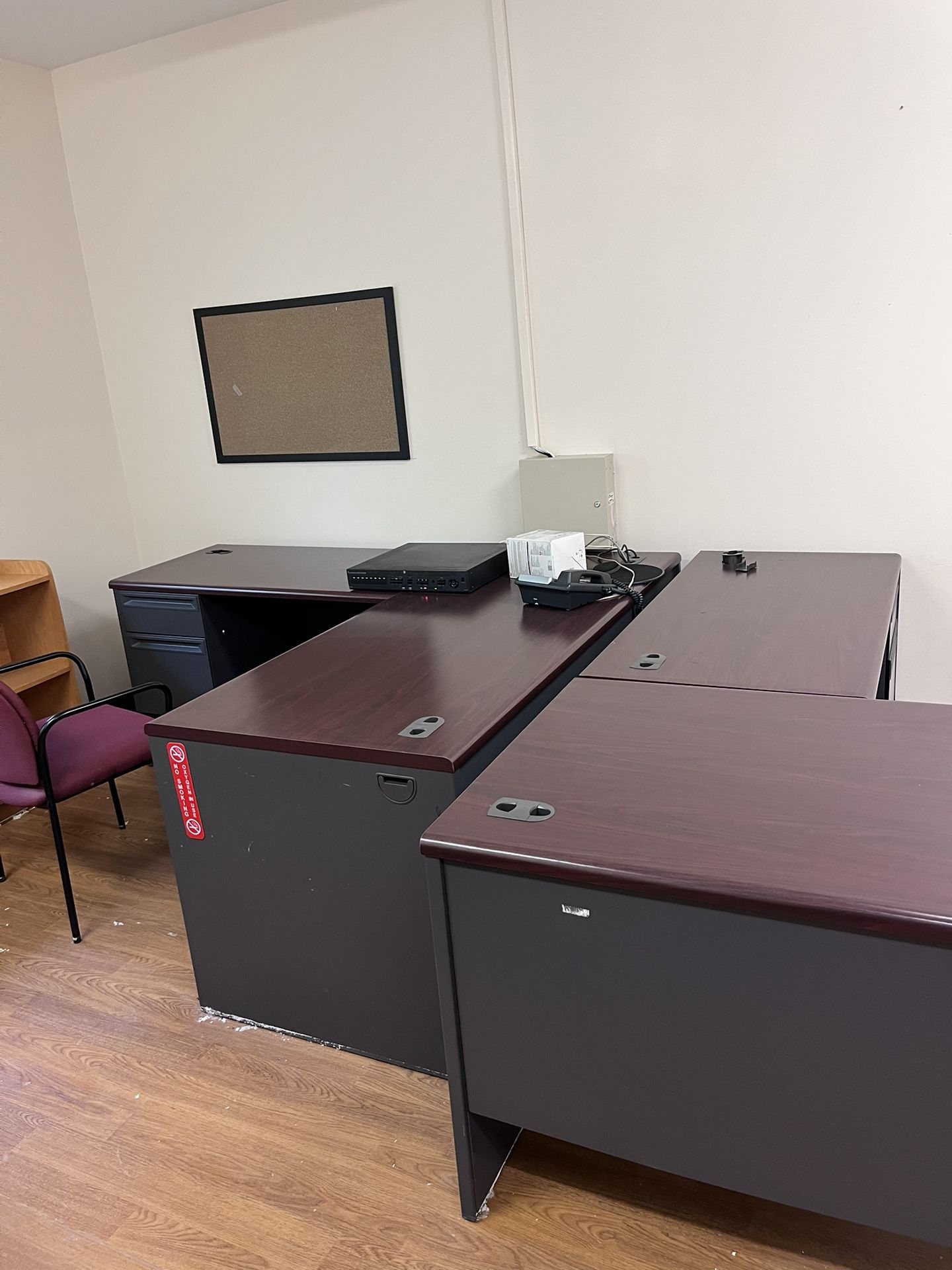 L Shaped Office Desk Cherry Wood