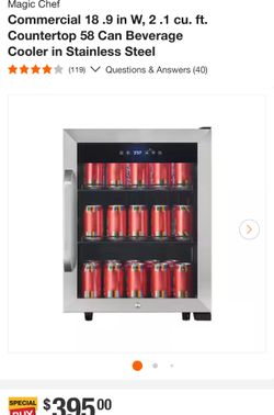 Magic Chef 2.1 Cu Ft Commercial Counter Top Beverage Cooler