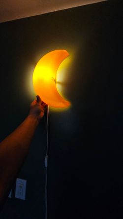 Yellow Crescent Moon Wall Lamp / Night Light – Kids Room Decor