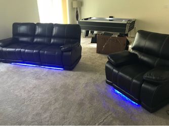 Klausner Leather Couch with LED lighting