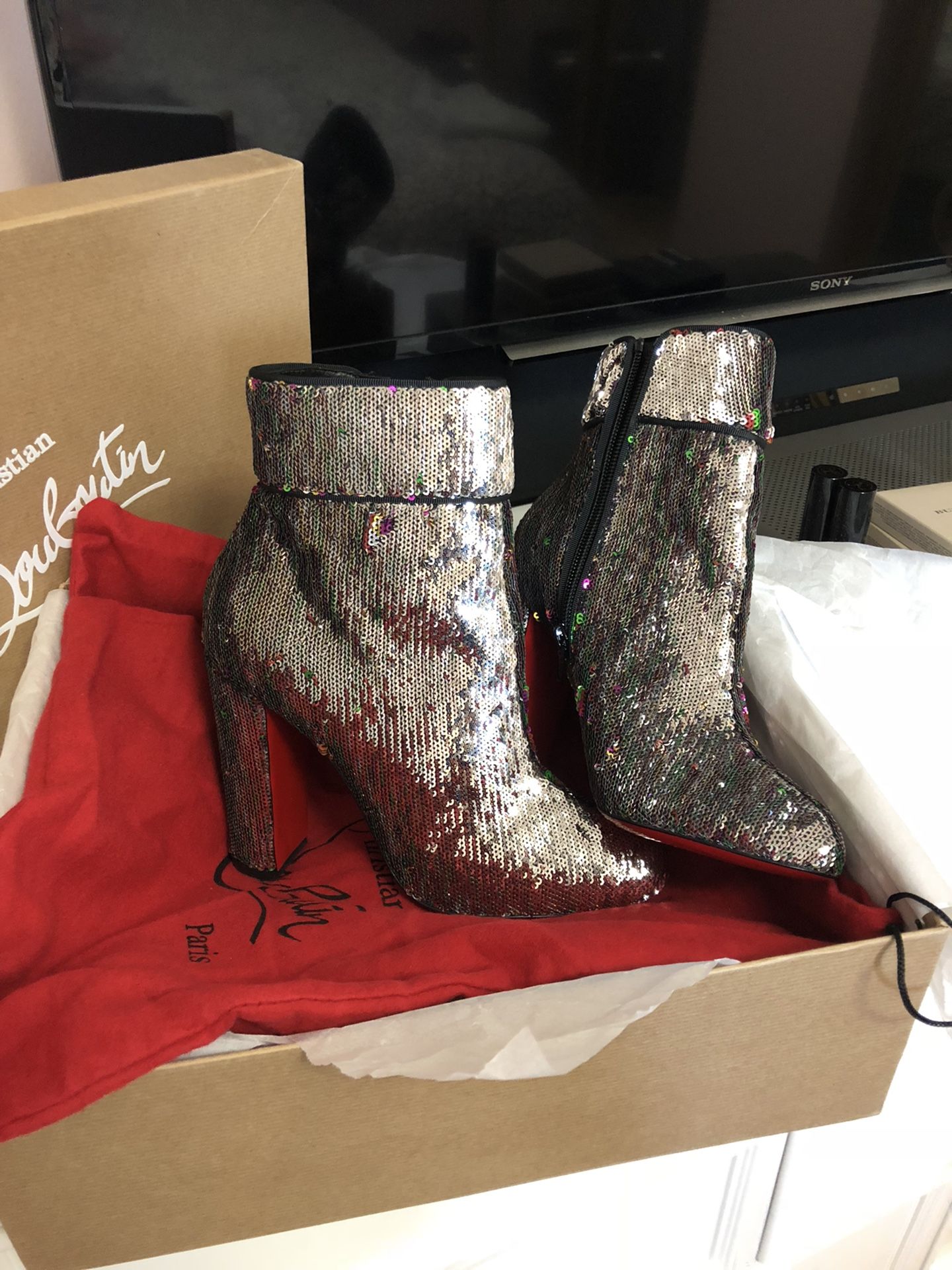 Christian Louboutin Moulamax Unicorn Sequin Booties