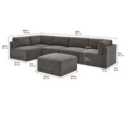  Thomasville Fallon Modular Sectional 6-piece Gray with Ottoman