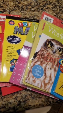 Math and reading workbooks for preschool to 2nd grade
