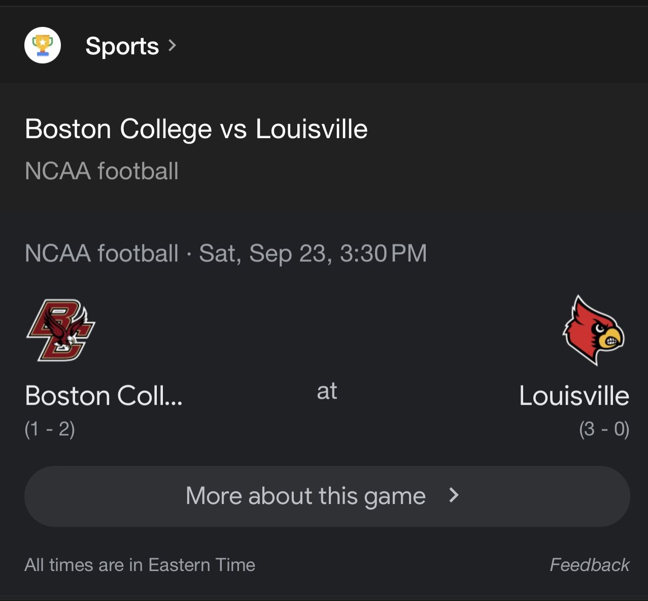 UL vs Boston College Tickets