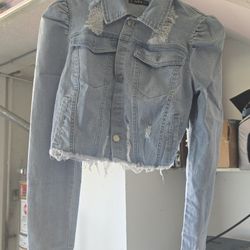 Jean Jacket With Puffy Shoulders (XS)