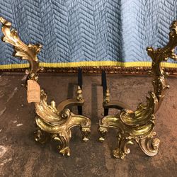 French Chenets Polished Brass