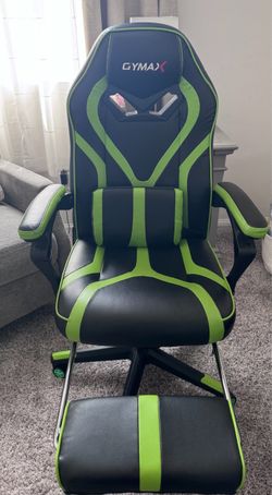 GYMAX Gaming Chair w/ Footrest – Black & Green – Excellent Condition