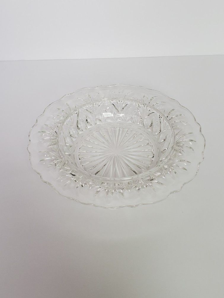 Scalloped Depression glass shallow bowl