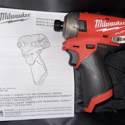 Milwaukee M12 Fuel SURGE 1/4” Hex Hydraulic Driver. Tool Only. (New From Kits). Model #2551-20